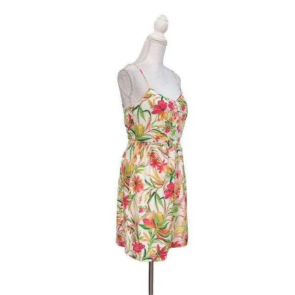 J. CREW Factory Women Dress Sz 6 Floral Hawaiian Tropical Aline Seaside Coastal - Picture 3 of 6